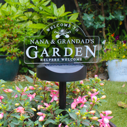 Personalised Welcome To Garden Sign Outdoor Solar LED Light