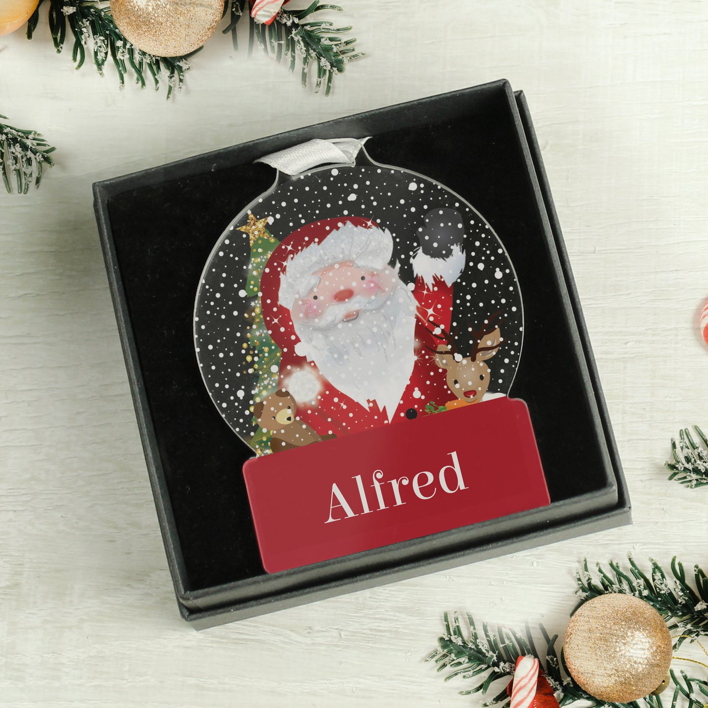 Personalised Santa Acrylic Snow Globe Christmas Decoration