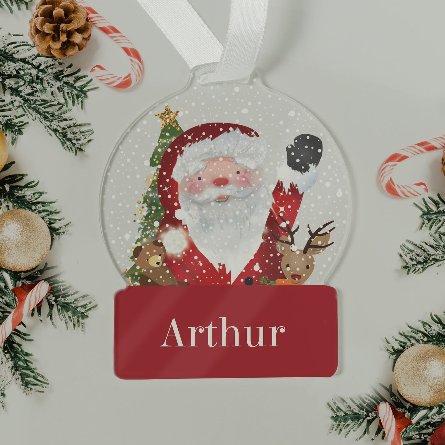 Personalised Santa Acrylic Snow Globe Christmas Decoration