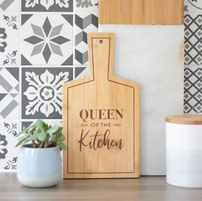 Queen Of The Kitchen Bamboo Paddle Chopping Board