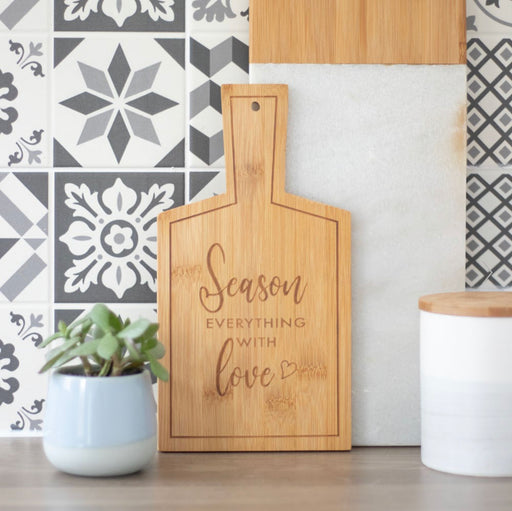 Season Everything With Love Bamboo Paddle Chopping Board