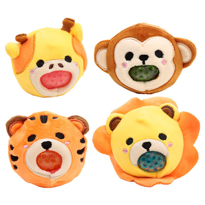 Queasy Squeezies Adoramals Lion, Giraffe, Monkey, Tiger Plush Squeezy Toy