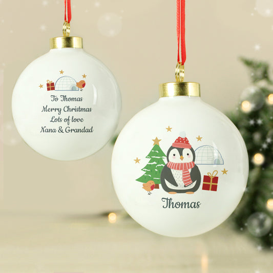 Personalised Penguin Christmas Bauble