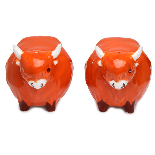 Highland Coo Cow Ceramic Salt & Pepper Shaker Set