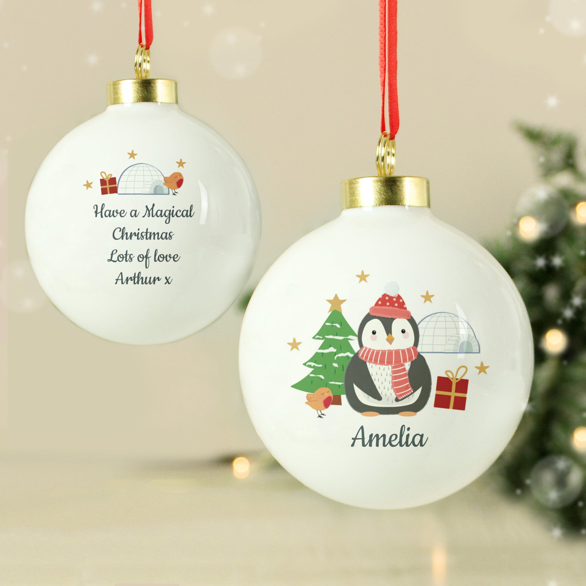 Personalised Penguin Christmas Bauble