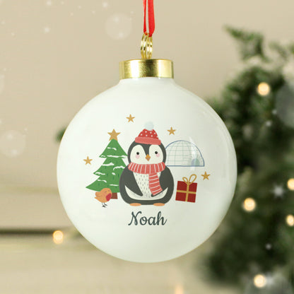 Personalised Penguin Christmas Bauble