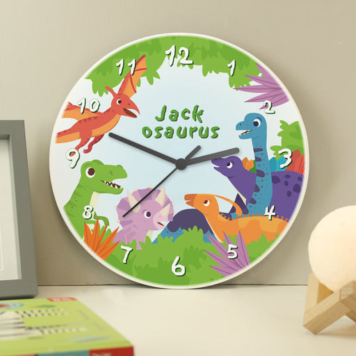 Personalised Children’s Dinosaur Wooden Clock