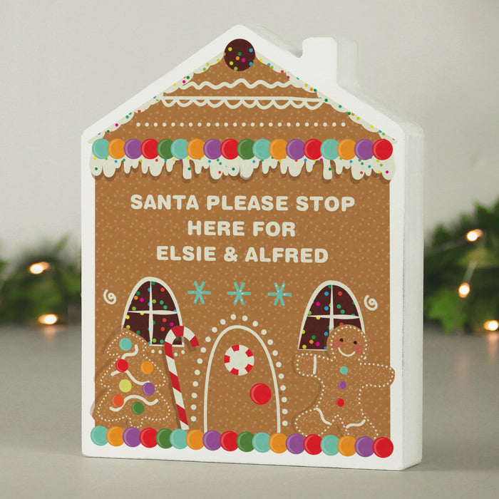 Personalised Gingerbread House Shaped Christmas Wooden Ornament