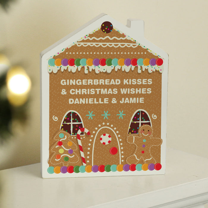 Personalised Gingerbread House Shaped Christmas Wooden Ornament