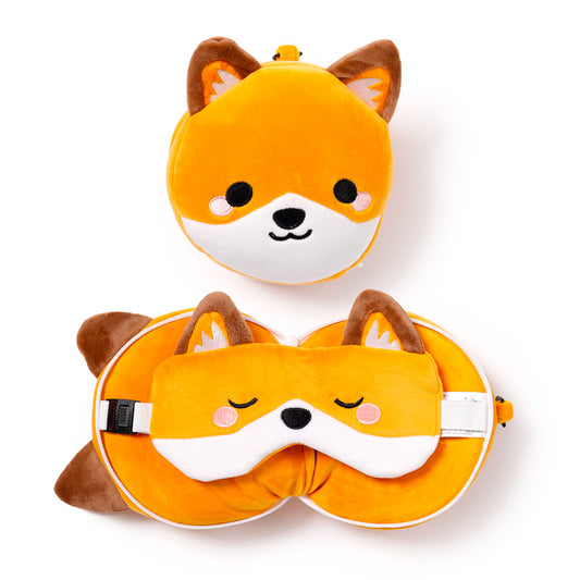 Relaxeazzz Adoramals Finnick the Fox Plush Travel Pillow & Eye Mask