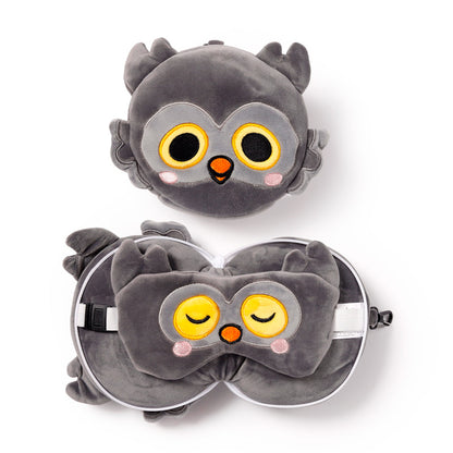 Relaxeazzz Adoramals Winston the Owl Plush Travel Pillow & Eye Mask