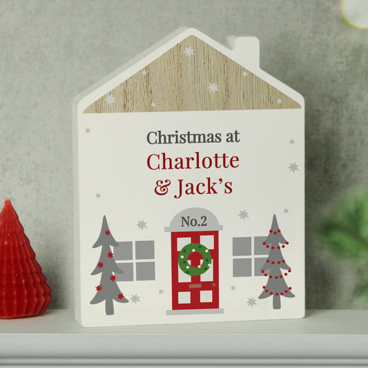 Personalised Christmas Wooden Shaped House Ornament