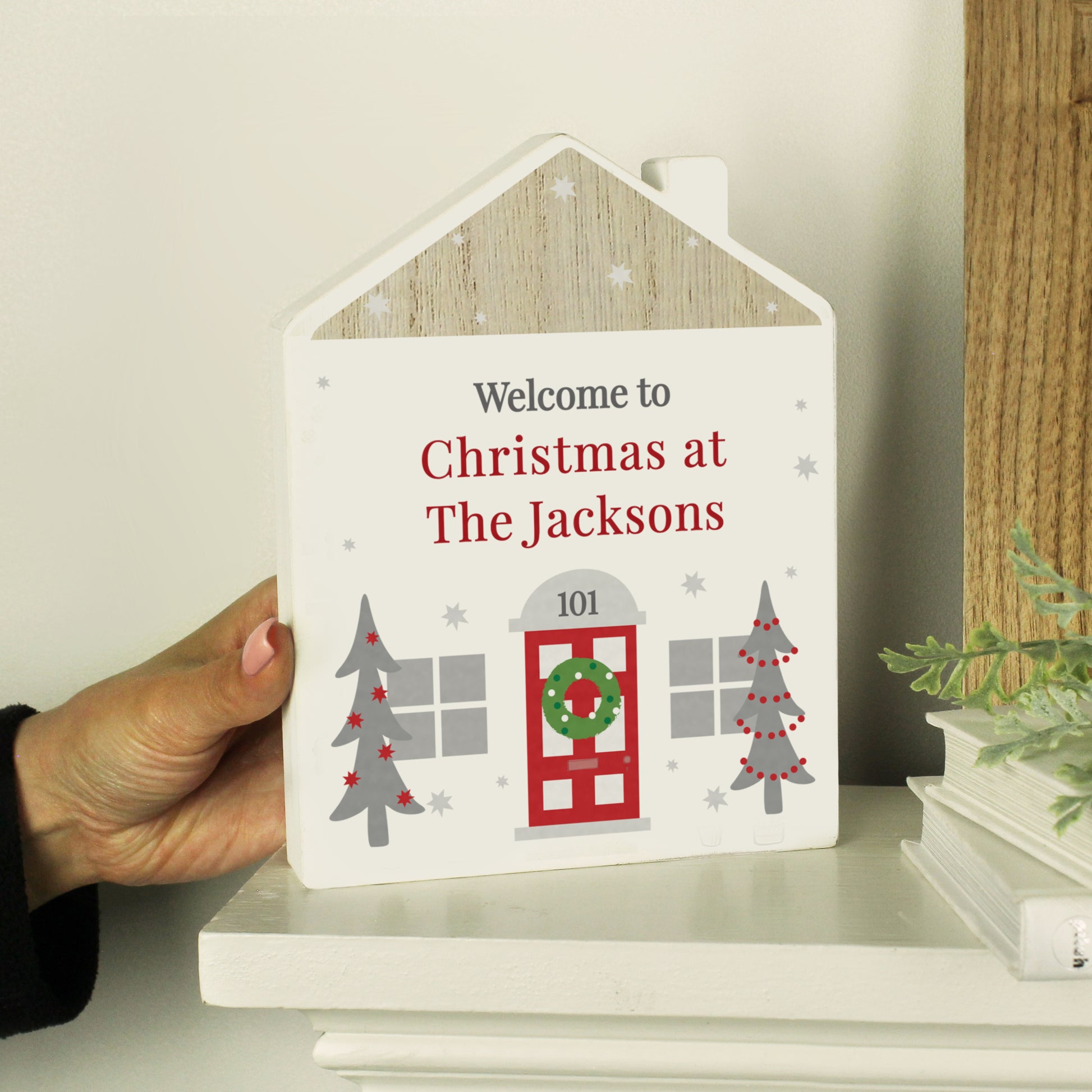 Personalised Christmas Wooden Shaped House Ornament