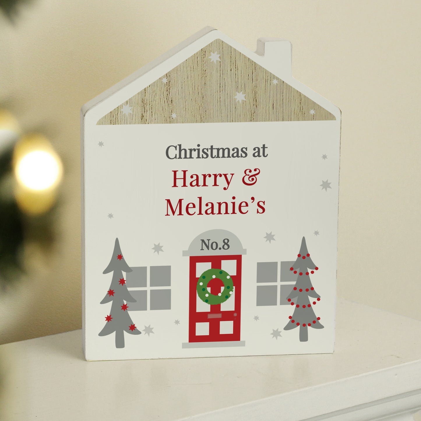 Personalised Christmas Wooden Shaped House Ornament