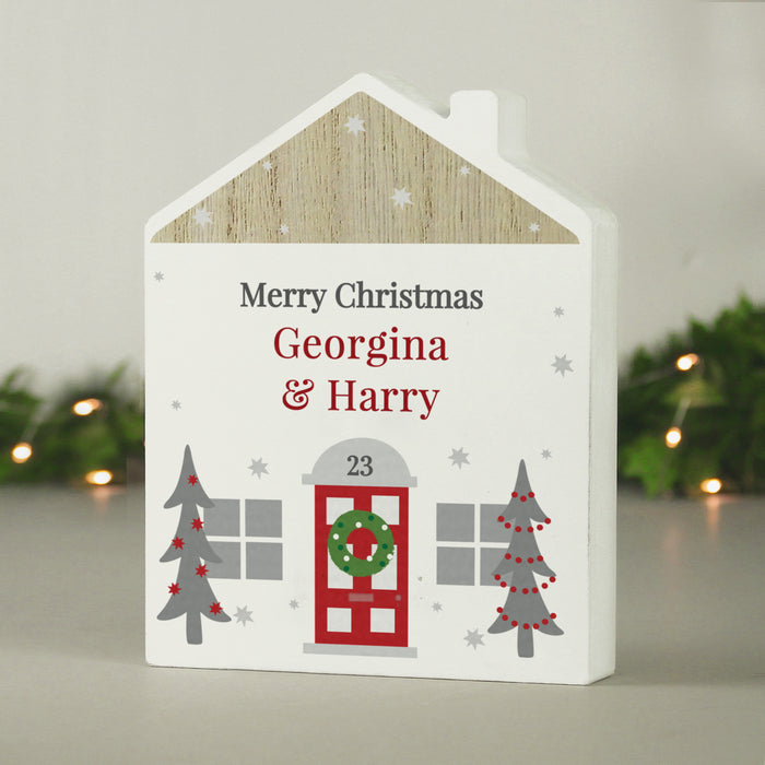 Personalised Christmas Wooden Shaped House Ornament