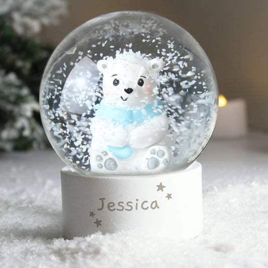 Personalised Polar Bear Any Name Christmas Snow Globe