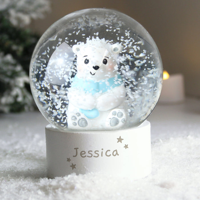 Personalised Polar Bear Any Name Christmas Snow Globe