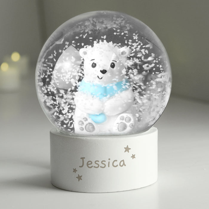 Personalised Polar Bear Any Name Christmas Snow Globe