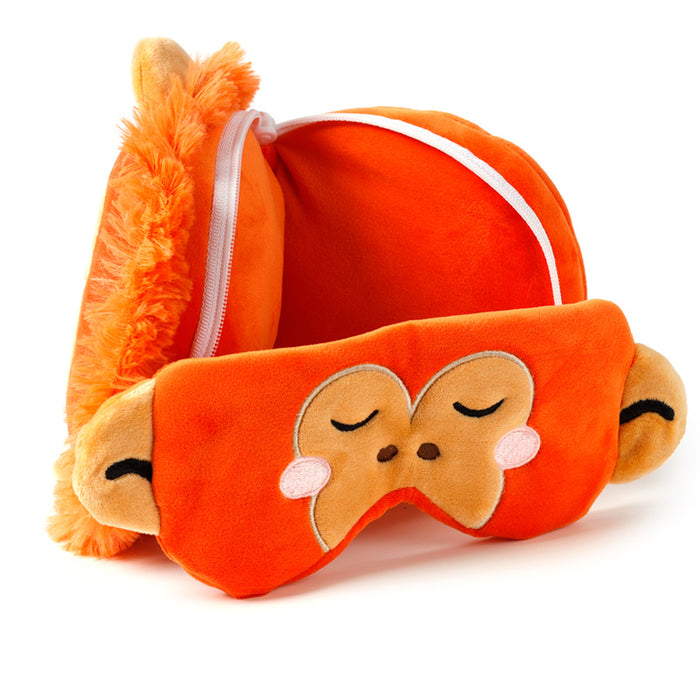 Relaxeazzz Adoramals Orangutan Plush Travel Pillow & Eye Mask