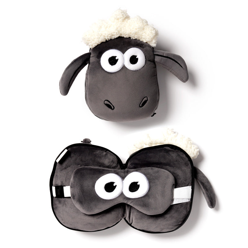 Relaxeazzz Shaun the Sheep Plush Travel Pillow & Eye Mask