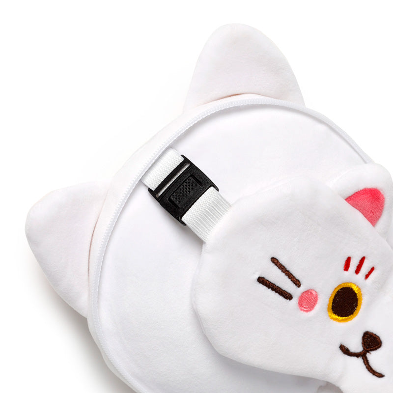 Relaxeazzz Maneki Neko Lucky Cat Plush Travel Pillow & Eye Mask