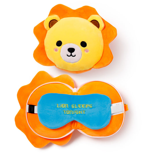 Relaxeazzz Lion Plush Travel Pillow & Eye Mask