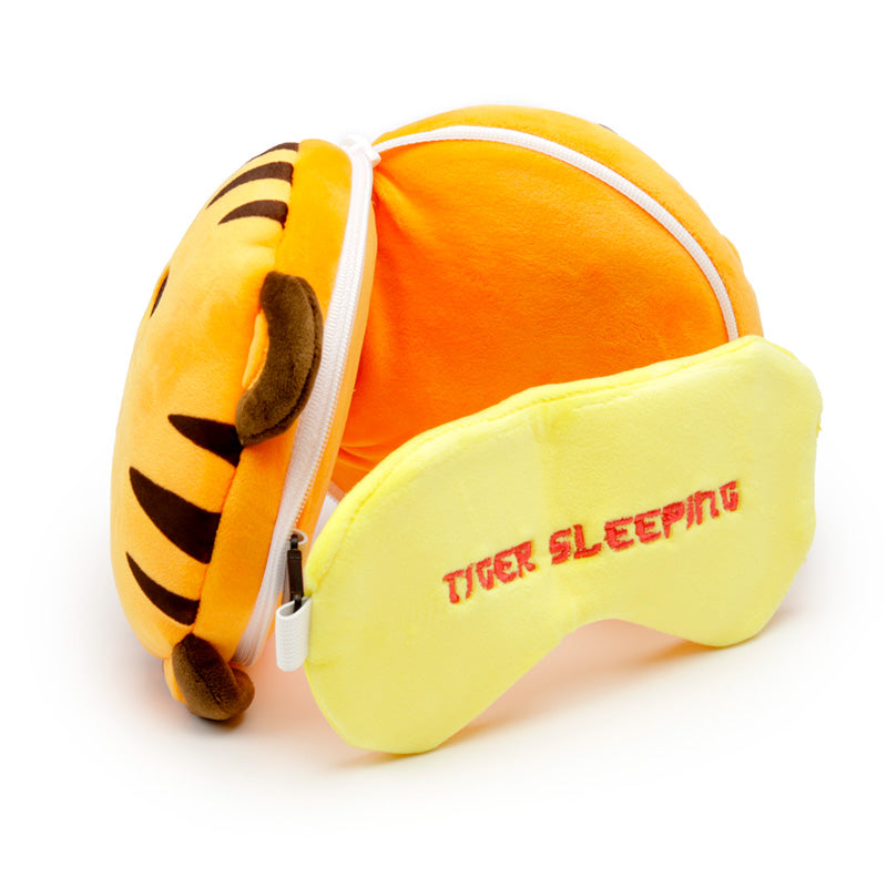 Relaxeazzz Tiger Plush Travel Pillow & Eye Mask