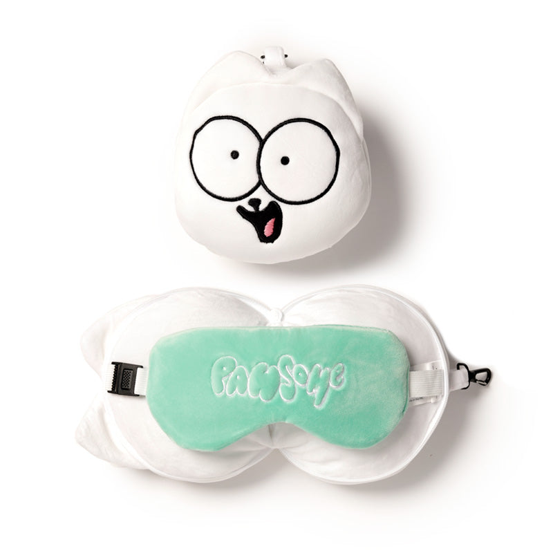 Relaxeazzz Simon's Cat Round Plush Travel Pillow & Eye Mask