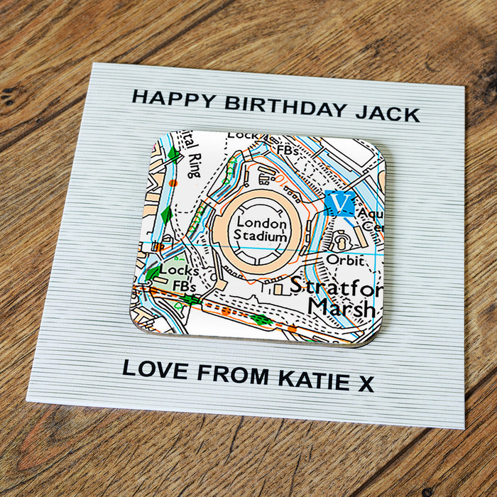 West Ham United Stadium Map Coaster & Greetings Card