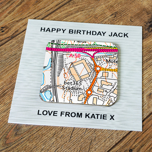 Stoke City Stadium Map Coaster & Greetings Card