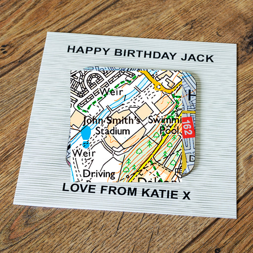 Huddersfield Town Stadium Map Coaster & Greetings Card