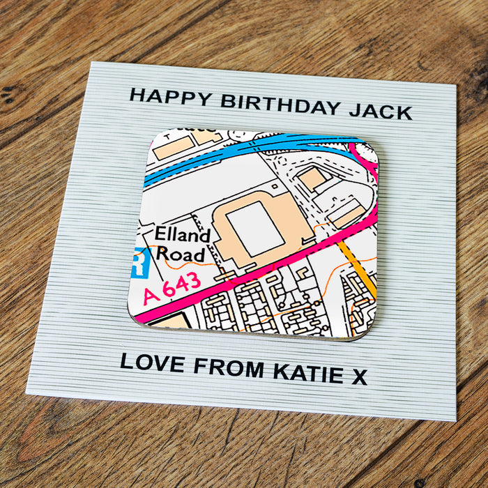 Leeds United Football Stadium Map Coaster & Greetings Card