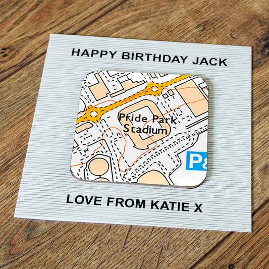 Derby County Stadium Map Coaster & Greetings Card