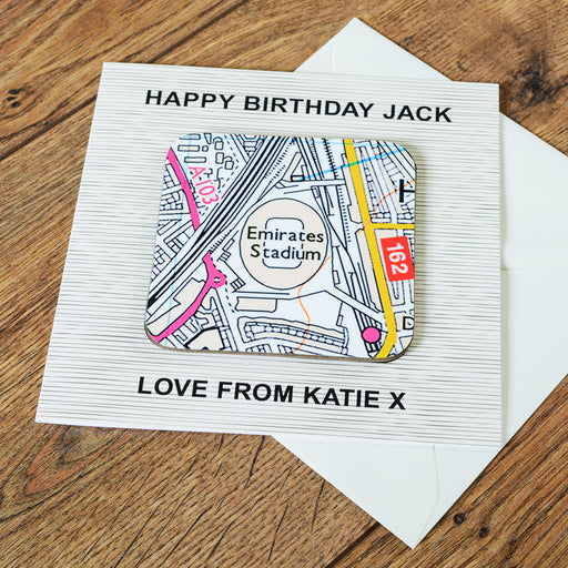 Arsenal Football Stadium Map Coaster & Greetings Card