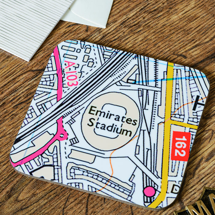 Arsenal Football Stadium Map Coaster & Greetings Card