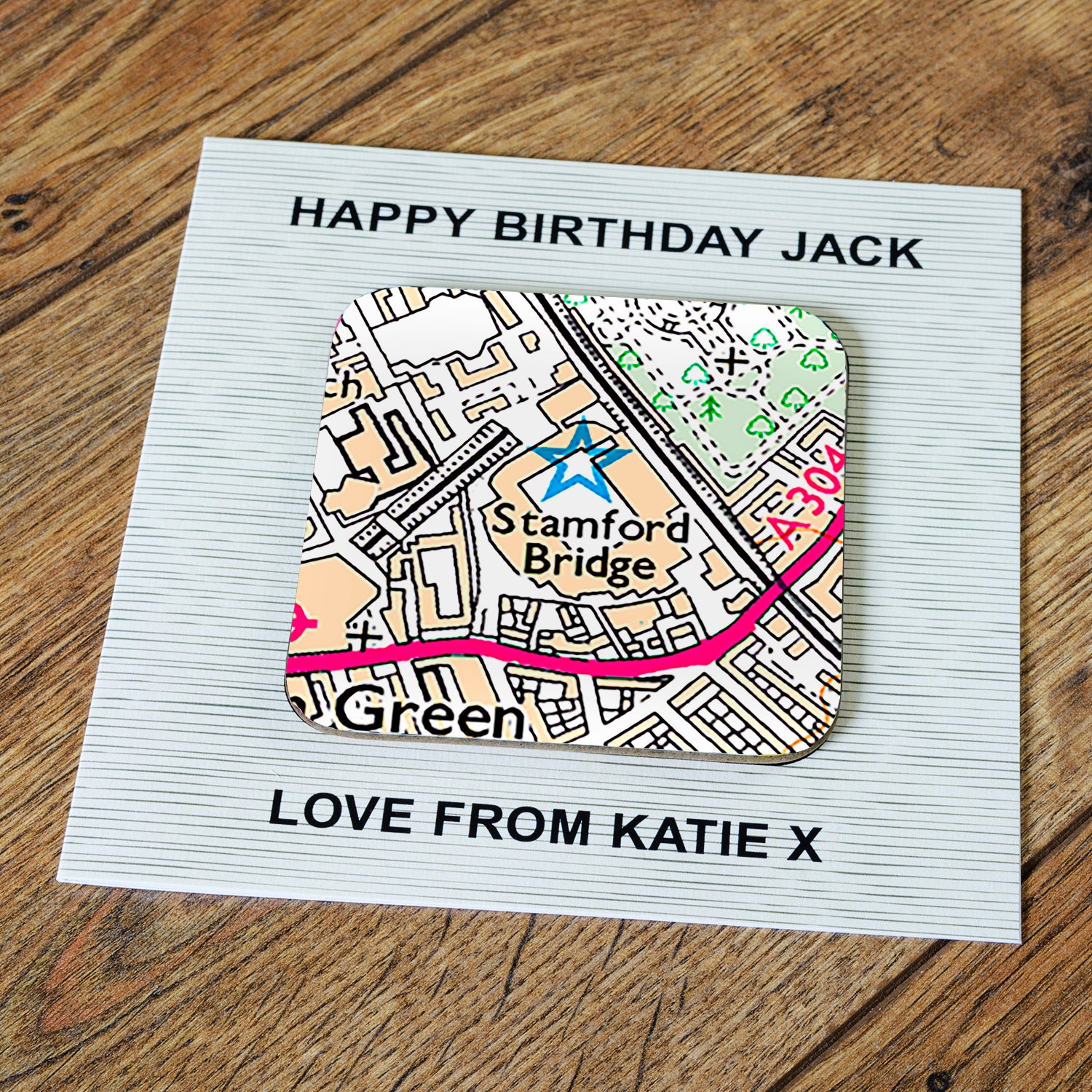 Chelsea Football Stadium Map Coaster & Greetings Card