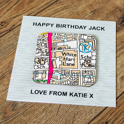 Tottenham Football Stadium Map Coaster & Greetings Card