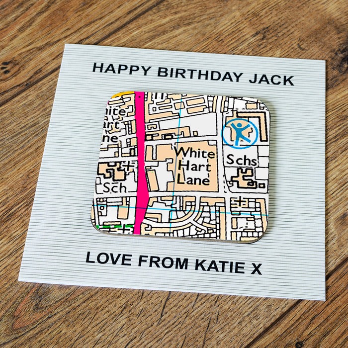 Tottenham Football Stadium Map Coaster & Greetings Card