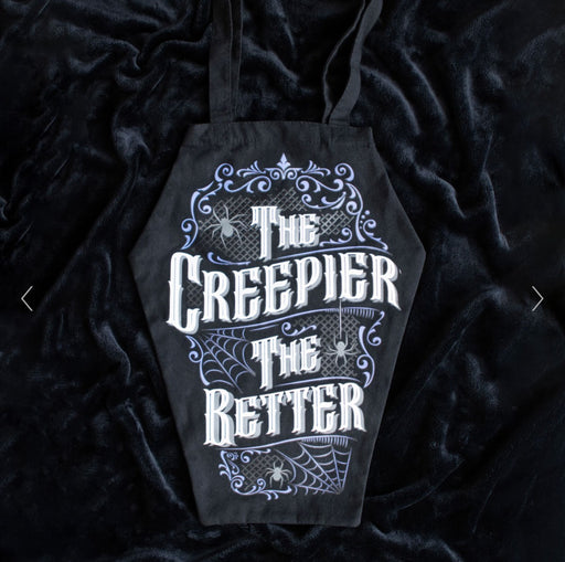 The Creepier the Better Coffin Shaped Gothic Tote Bag