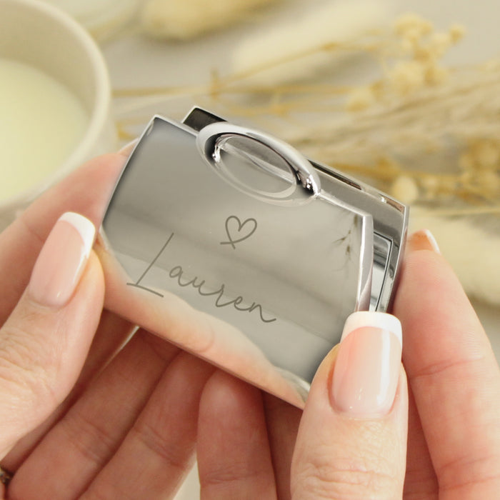 Personalised Heart Handbag Shaped Compact Mirror