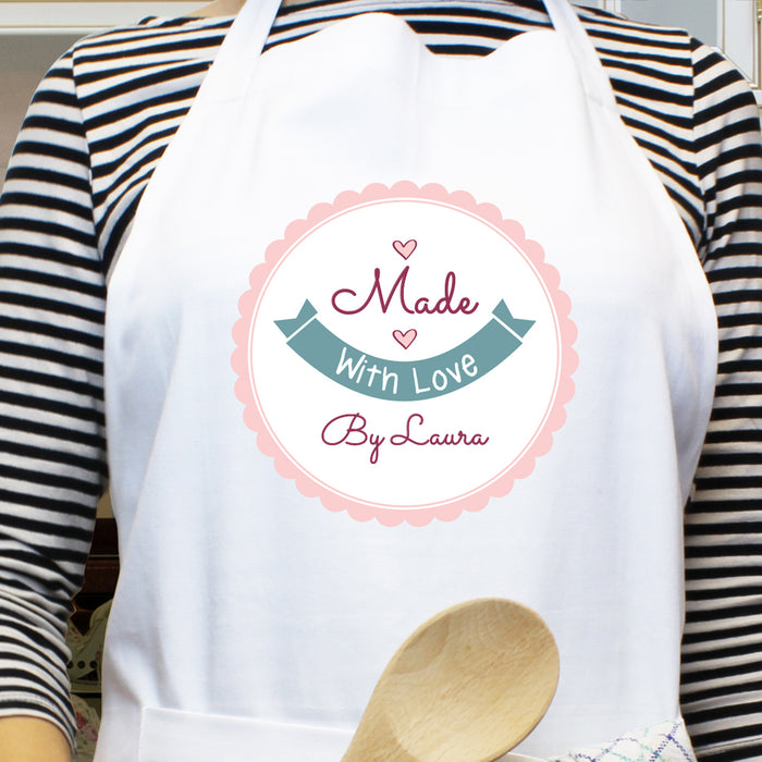 Personalised Made with Love White Apron