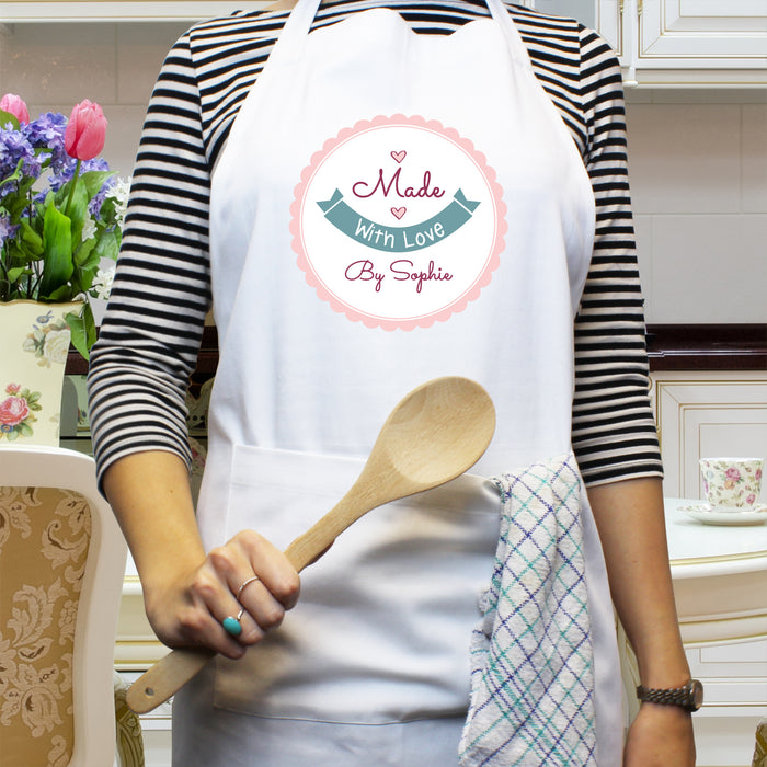 Personalised Made with Love White Apron