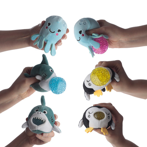 Queasy Squeezies Sealife Octopus, Shark, Penguin Plush Squeezy Toy