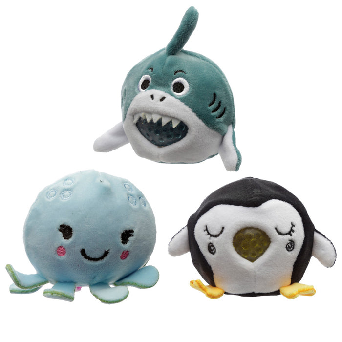 Queasy Squeezies Sealife Octopus, Shark, Penguin Plush Squeezy Toy