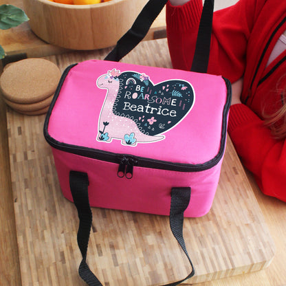 Personalised Dinosaur Lunch Bag - Pink