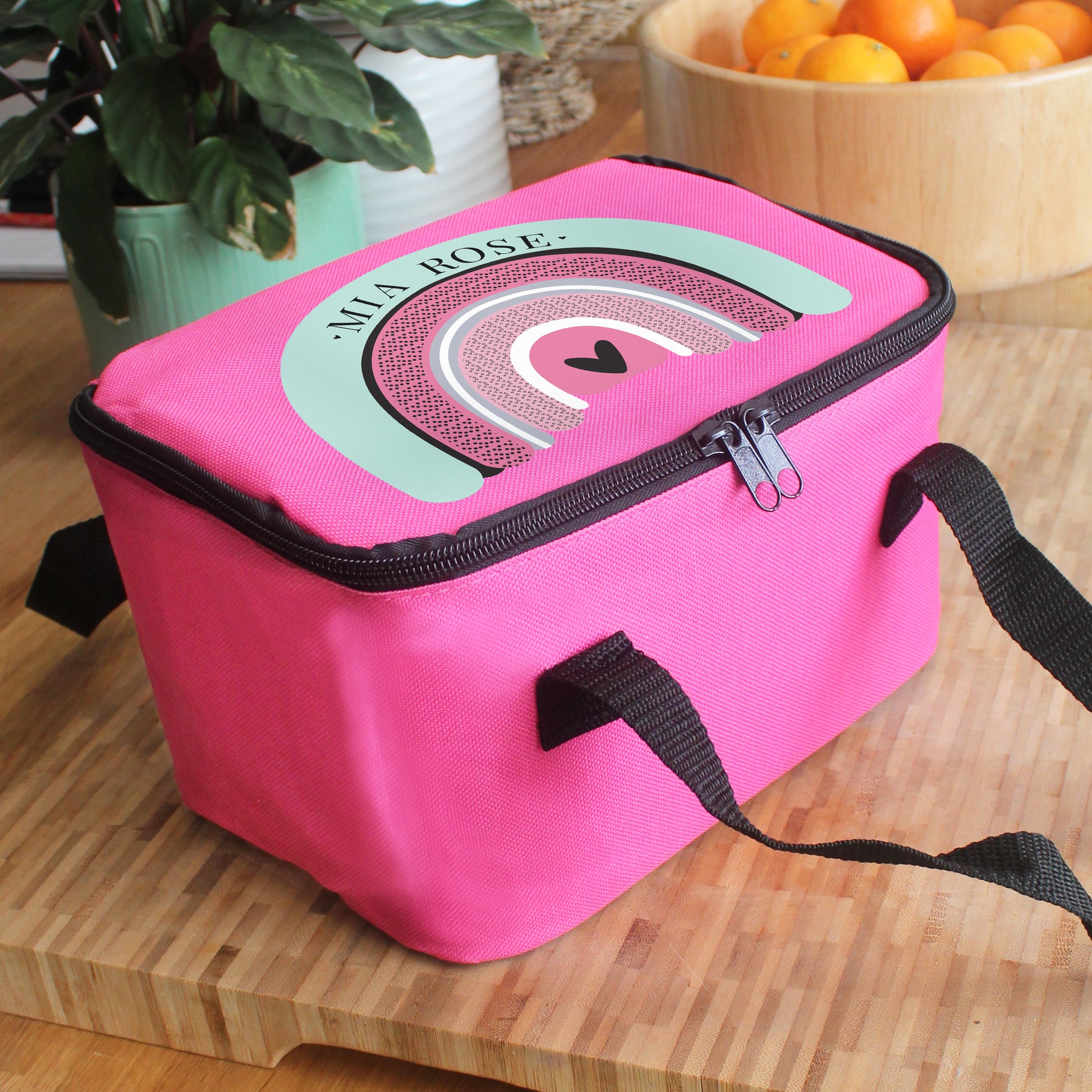 Personalised Rainbow Lunch Bag - Pink