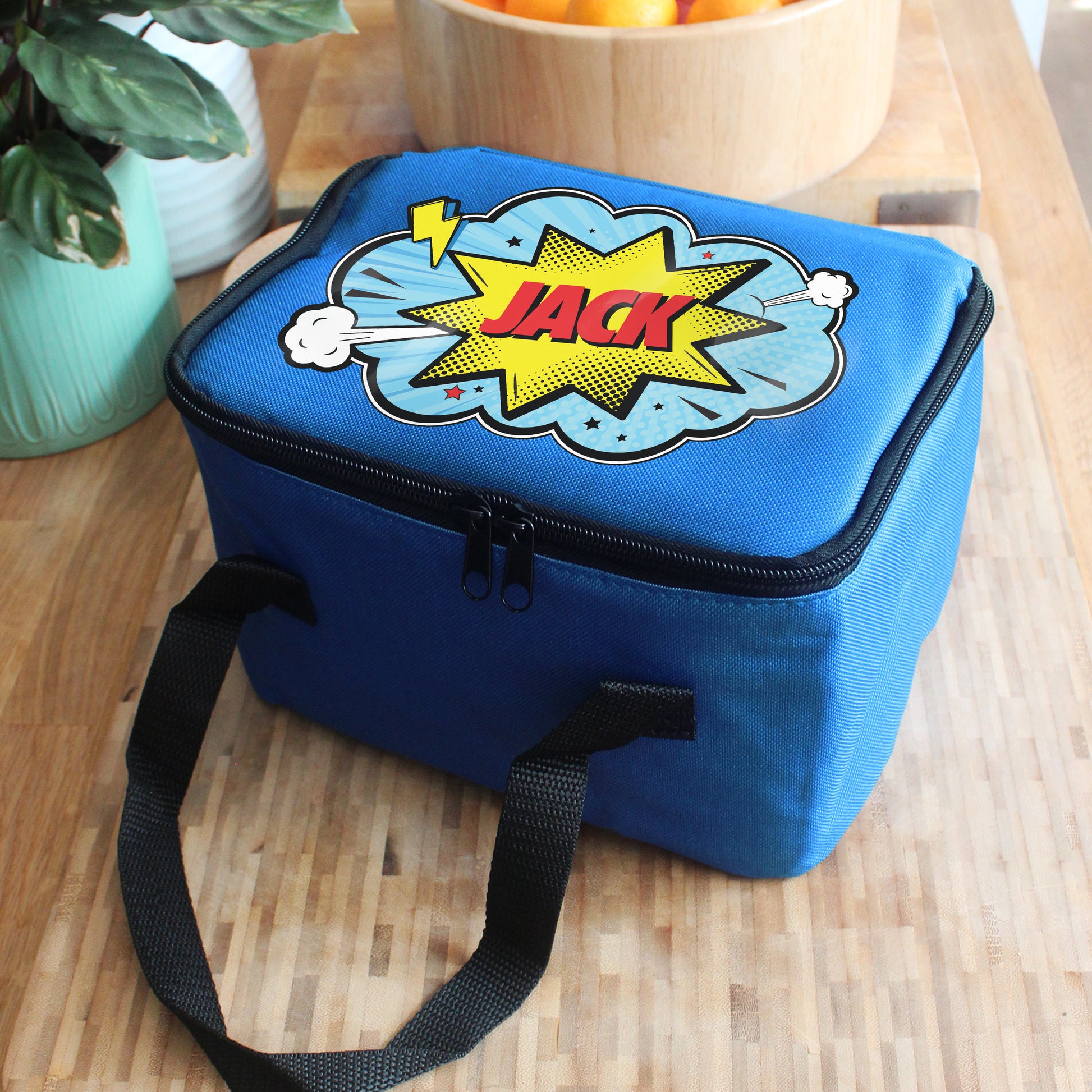 Personalised Superhero Comic Lunch Bag - Blue