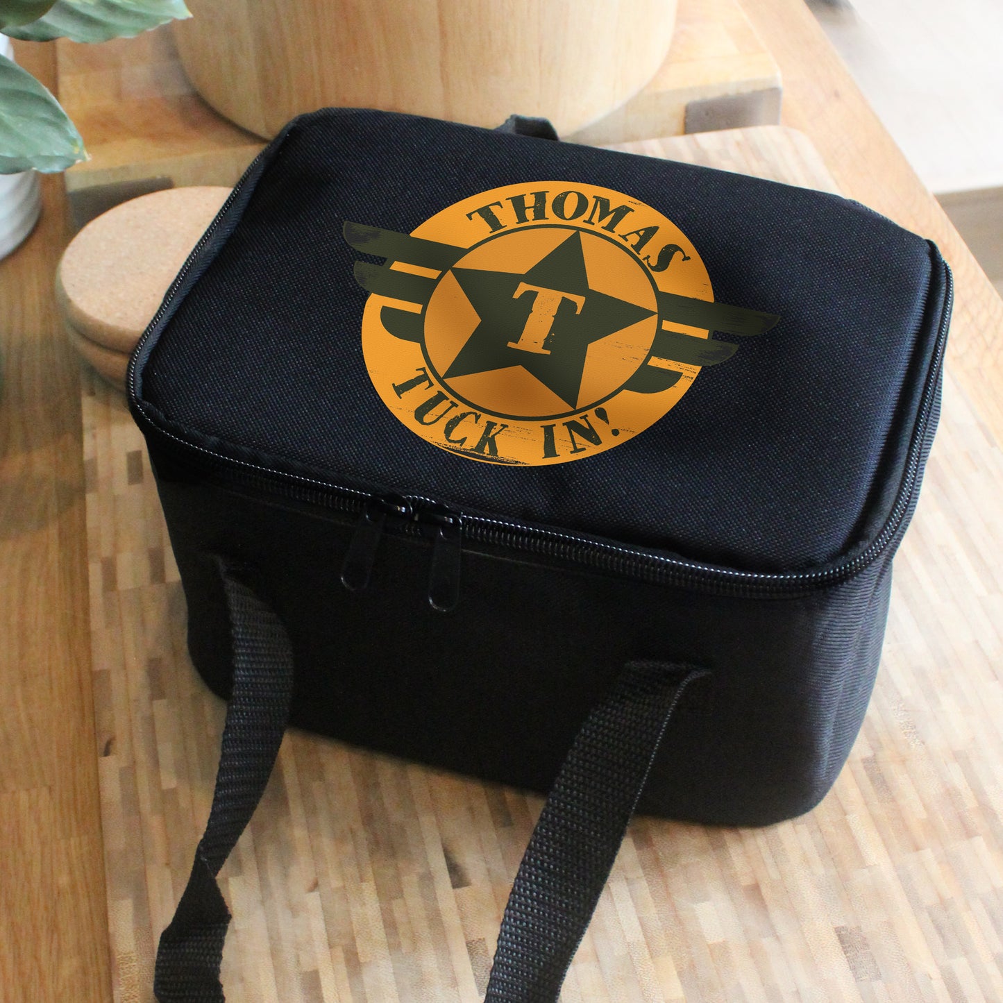 Personalised Badge Lunch Bag - Black