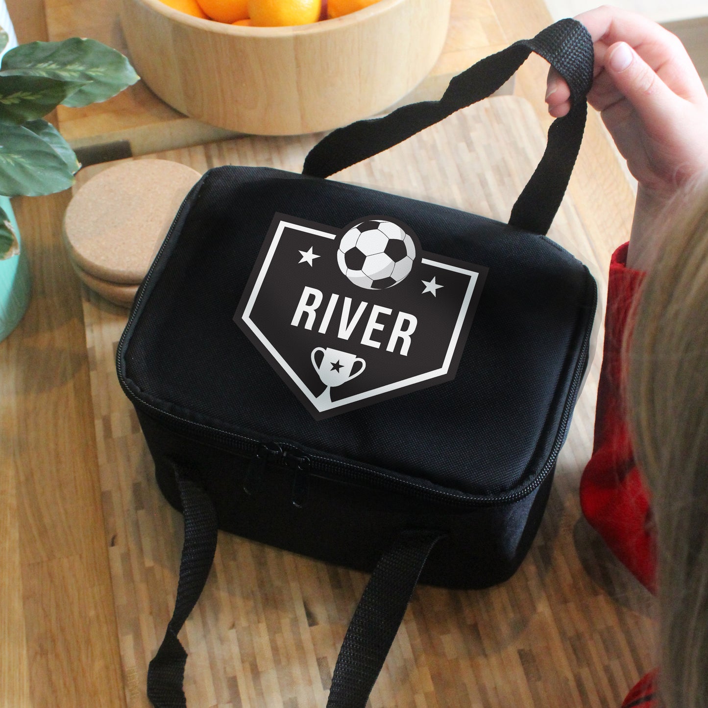 Personalised Football Lunch Bag - Black