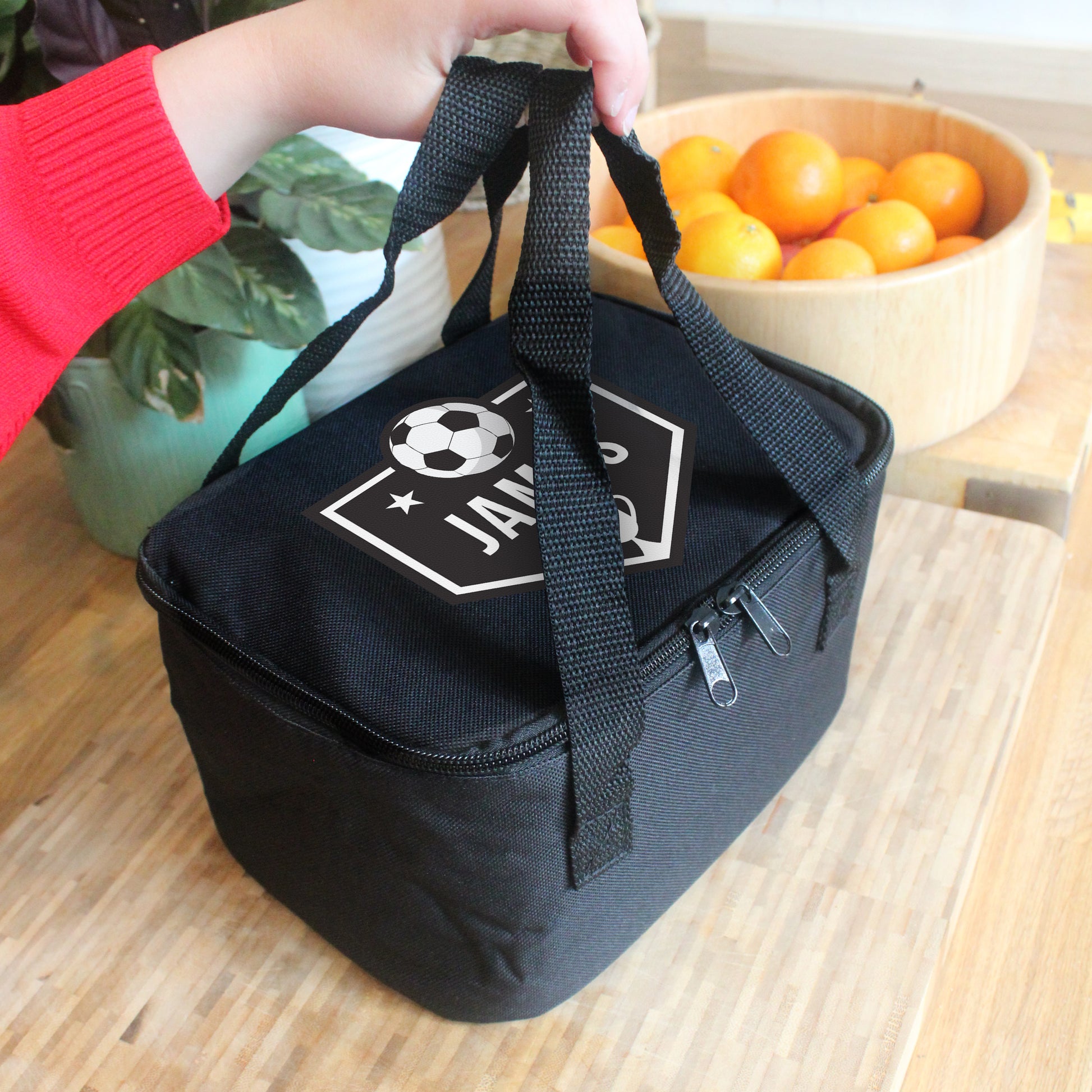 Personalised Football Lunch Bag - Black